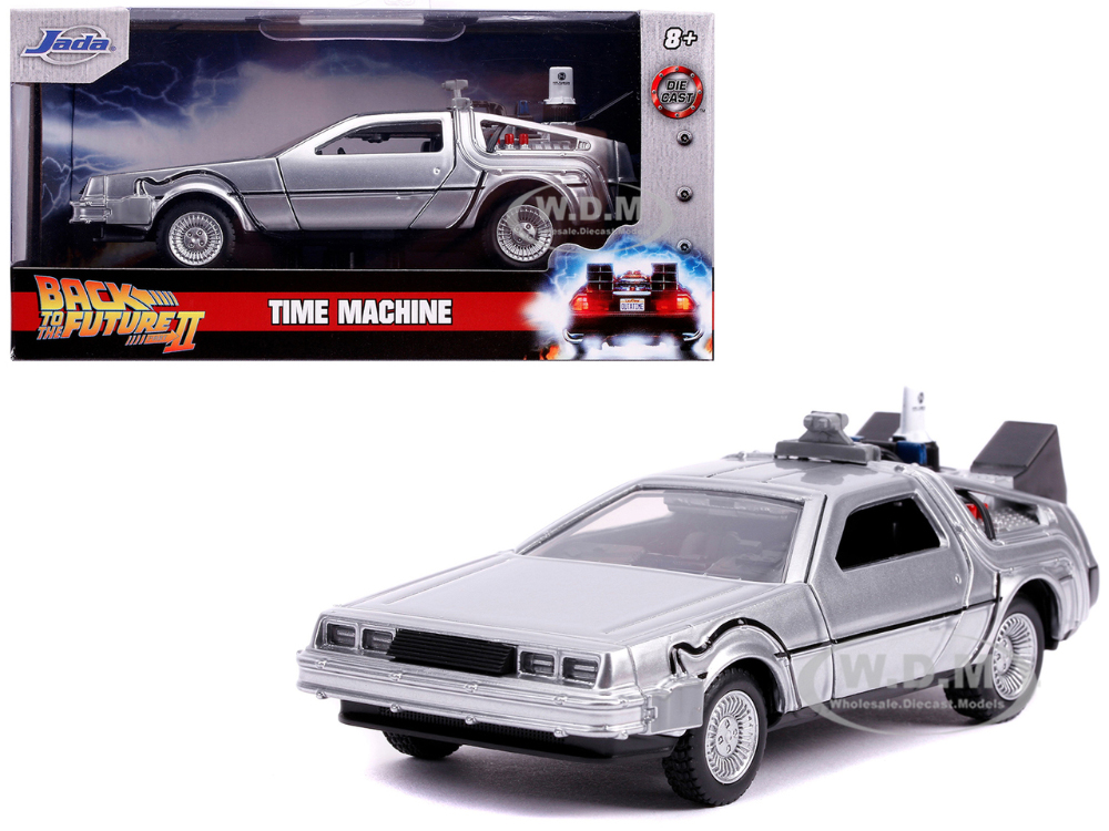 DeLorean DMC (Time Machine) Silver Back to the Future Part II (1989) Movie Hollywood Rides Series 1/32 Diecast Model Car by Jada