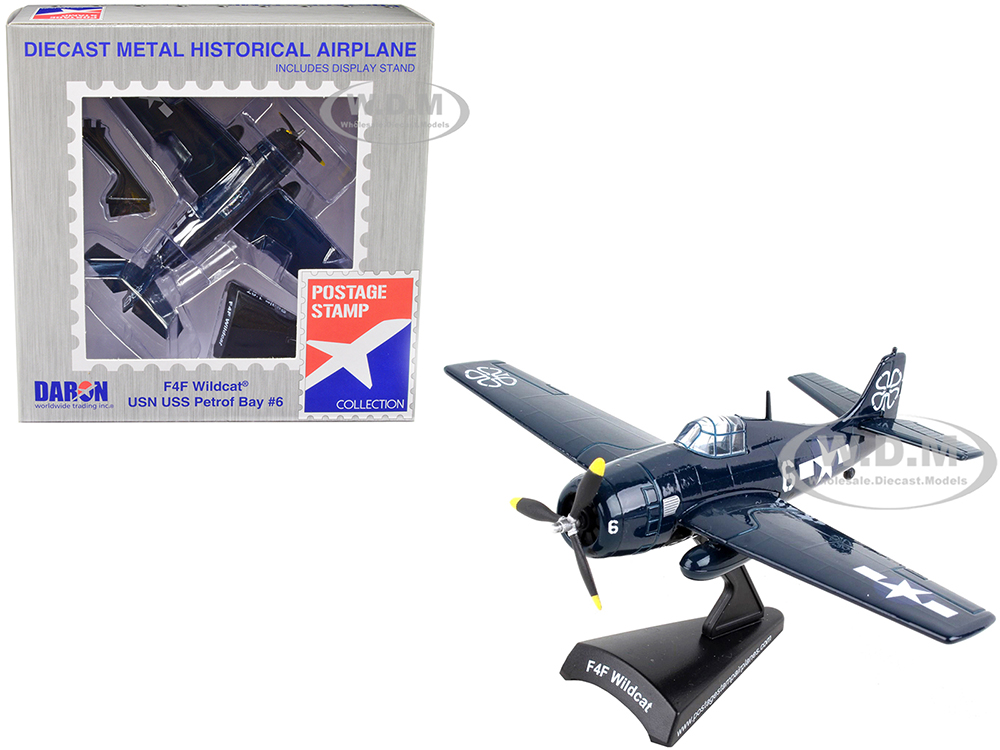 Grumman F4F Wildcat Aircraft 6 "USS Petrof Bay" United States Navy 1/87 (HO) Diecast Model Airplane by Postage Stamp