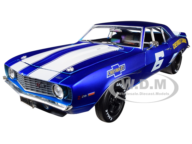 1969 Chevrolet Camaro Z/28 6 Satin Royal Blue With Bright White Stripes "auto-mods" Limited Edition To 5880 Pieces Worldwide 1/24 Diecast Model Car B