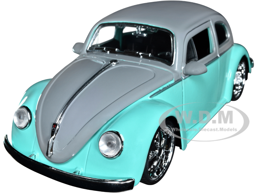 1959 Volkswagen Beetle Gray and Light Blue Punch Buggy Series 1/24 Diecast Model Car by Jada