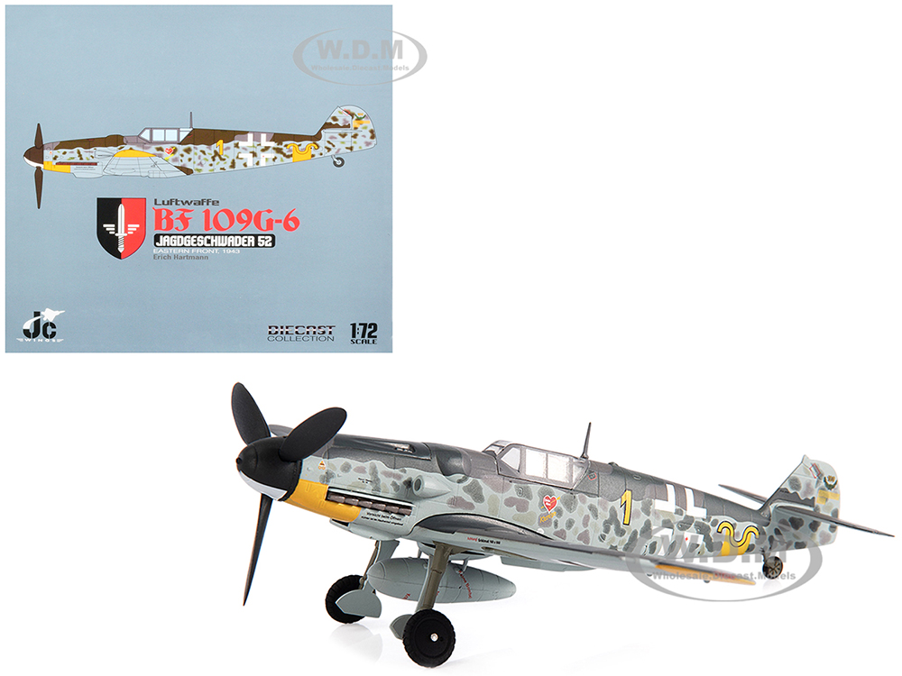 Messerschmitt Luftwaffe BF 109G-6 Fighter Plane Jagdgeschwader 52 Eastern Front 1943 Erich Hartmann with Display Stand Limited Edition to 600 pieces Worldwide 1/72 Diecast Model by JC Wings