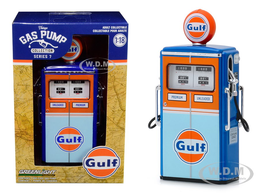 Image of 1954 Tokheim 350 Twin Gas Pump Replica "Gulf Oil" "Vintage Gas Pumps" Series 7 1/18 Diecast Model by Greenlight