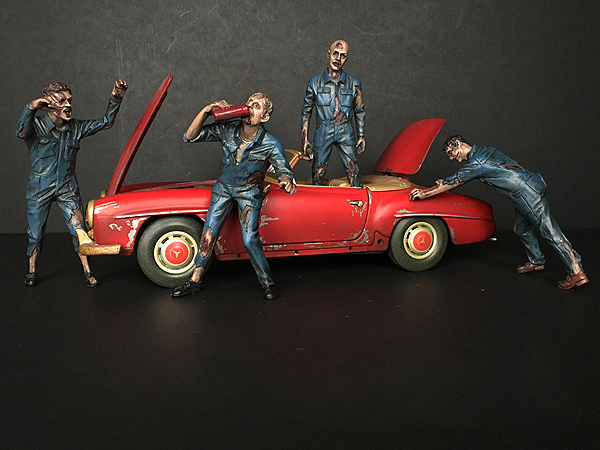 Zombie Mechanics 4 Piece Figurine Set "Got Zombies" for 1/18 Scale Models by American Diorama