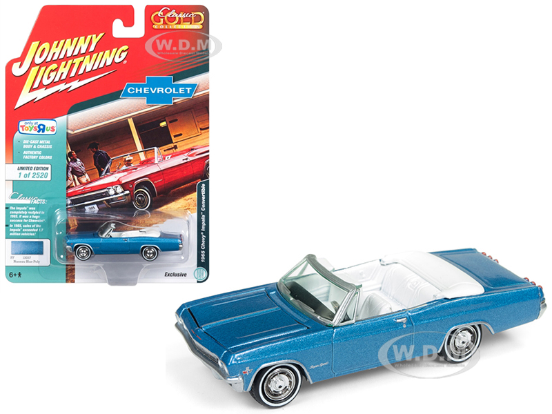 1965 Chevrolet Impala Convertible Blue Metallic "classic Gold" Limited Edition To 2520 Pieces Worldwide 1/64 Diecast Model Car By Johnny Lightning