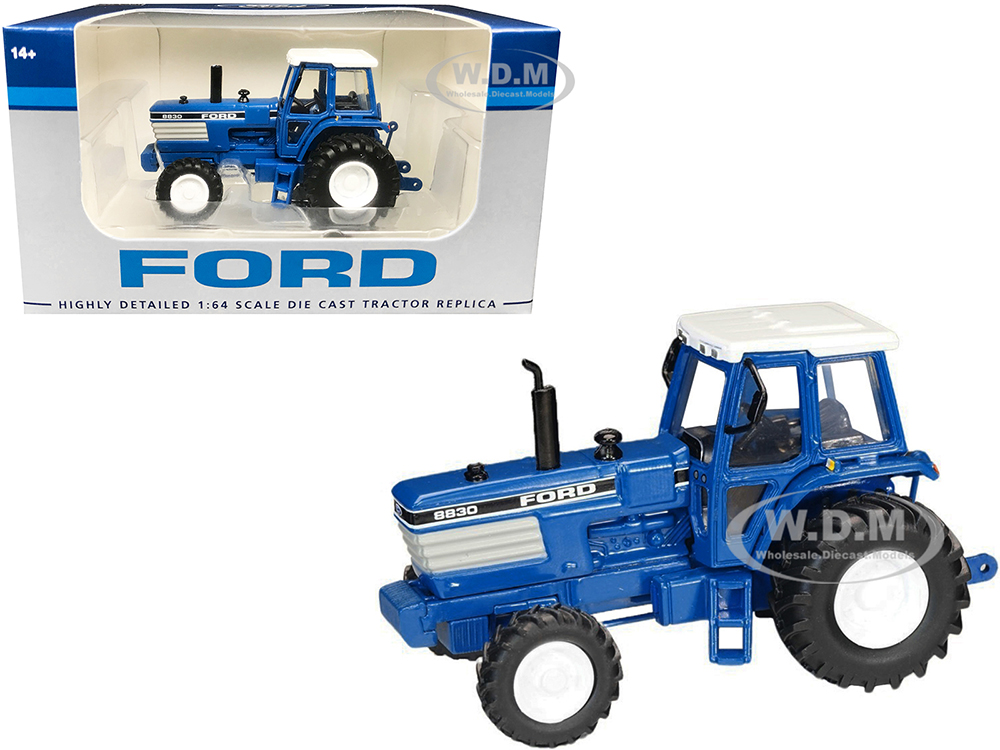 Ford 8830 Tractor with Gray Grille Blue with White Top 1/64 Diecast Model by SpecCast