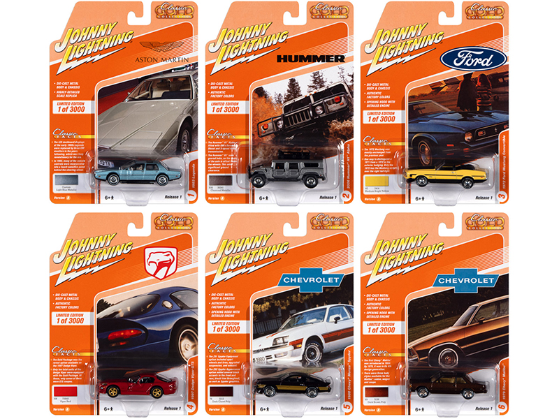 "Classic Gold Collection" 2021 Set A of 6 Cars Release 1 Limited Edition to 3000 pieces Worldwide 1/64 Diecast Model Cars by Johnny Lightning