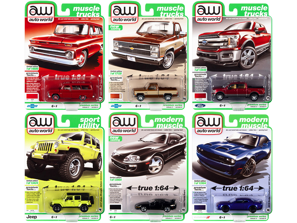 Auto World Premium 2021 Set A of 6 pieces Release 3 1/64 Diecast Model Cars by Auto World
