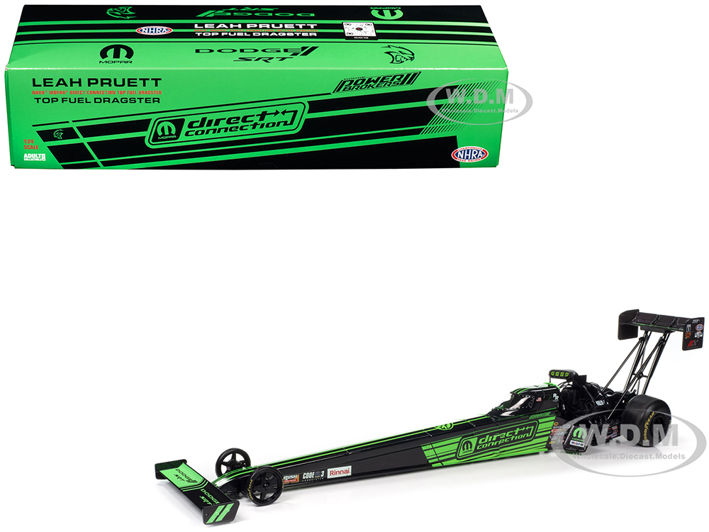 2023 NHRA TFD (Top Fuel Dragster) Leah Pruett MOPAR - Direct Connection Green and Black Tony Stewart Racing Limited Edition to 1020 pieces Worldwide 1/24 Diecast Model by Auto World