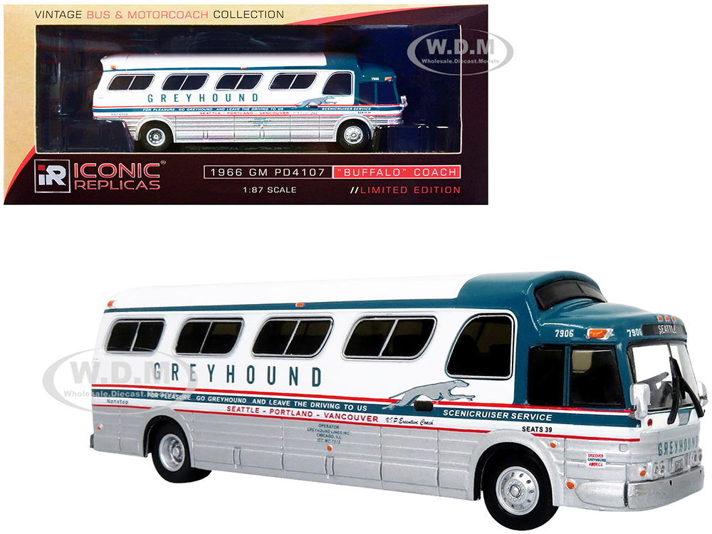 1966 GM PD4107 "Buffalo" Coach Bus "Greyhound" Destination Seattle (Washington) "Seattle - Portland - Vancouver" "Vintage Bus &amp; Motorcoach Collec