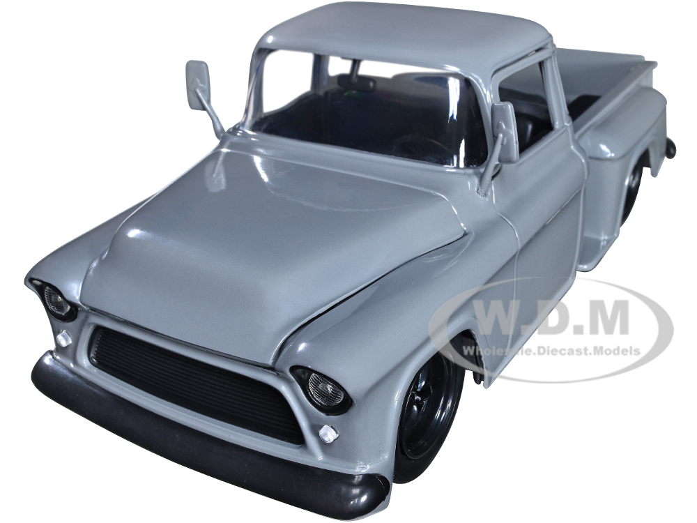 1955 Chevrolet Stepside Pickup Truck Gray "Just Trucks" Series 1/24 Diecast Model Car by Jada