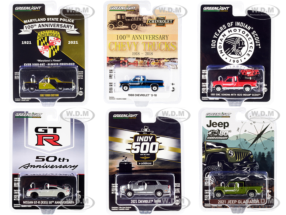 "Anniversary Collection" Set of 6 pieces Series 13 1/64 Diecast Model Cars by Greenlight