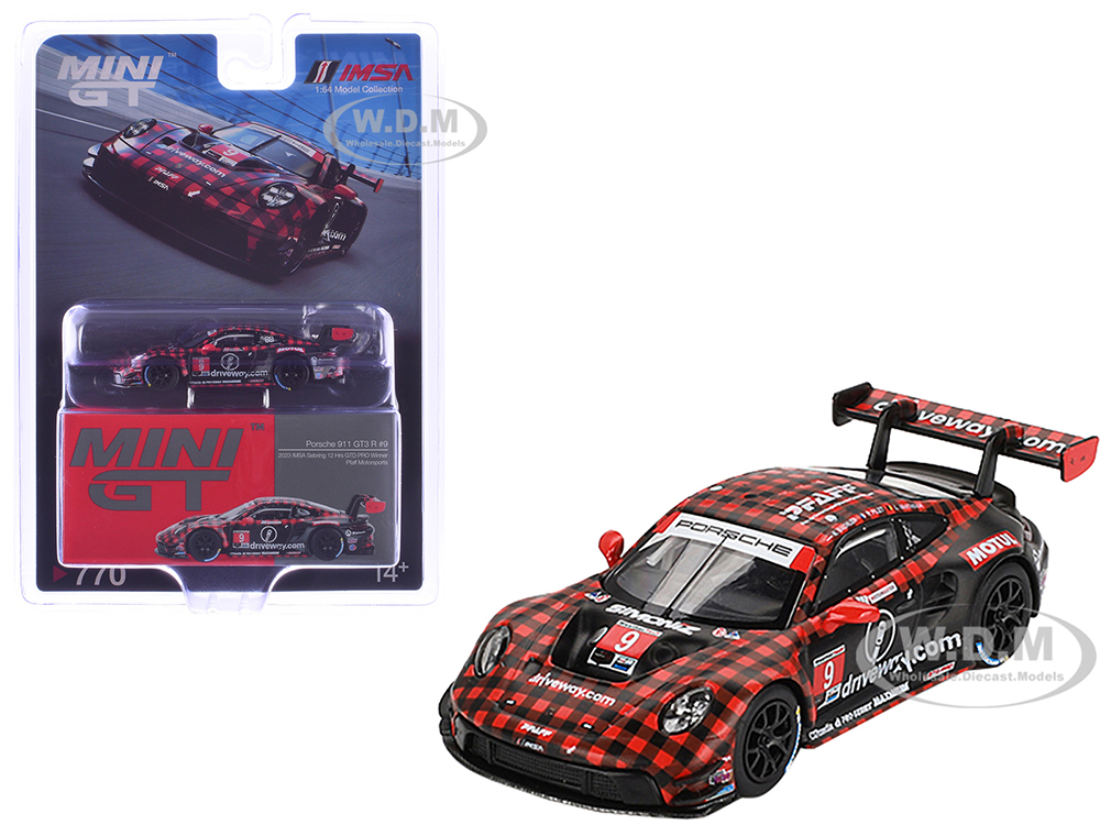 Porsche 911 GT3 R #9 Klaus Bachler - Patrick Pilet - Laurens Vanthoor Pfaff Motorsports IMSA GTD Pro Winner 12 Hours of Sebring (2023) Limited Edition 1/64 Diecast Model Car by Mini GT