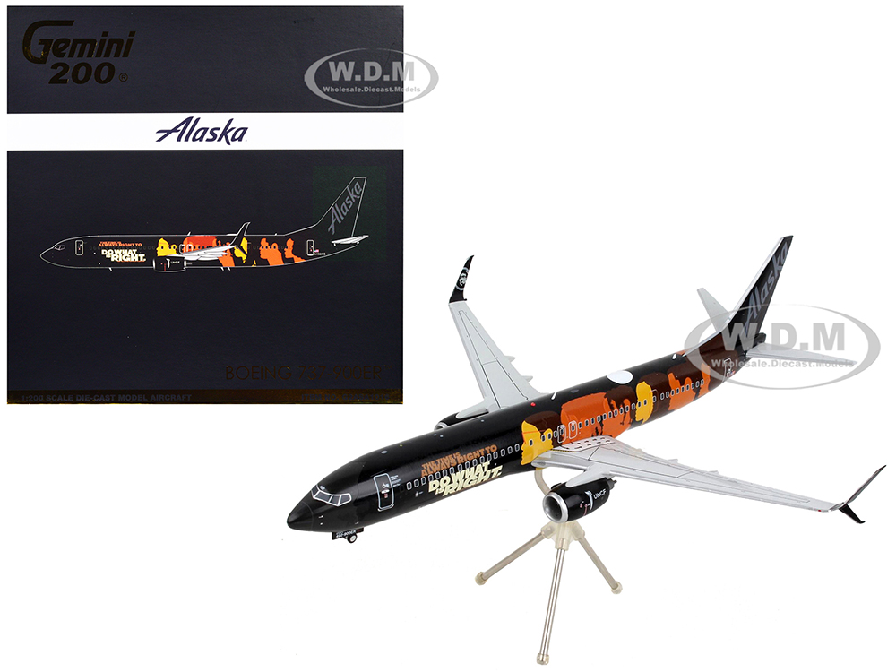 Boeing 737-900ER Commercial Aircraft Alaska Airlines - Our Commitment Black with Graphics Gemini 200 Series 1/200 Diecast Model Airplane by GeminiJets