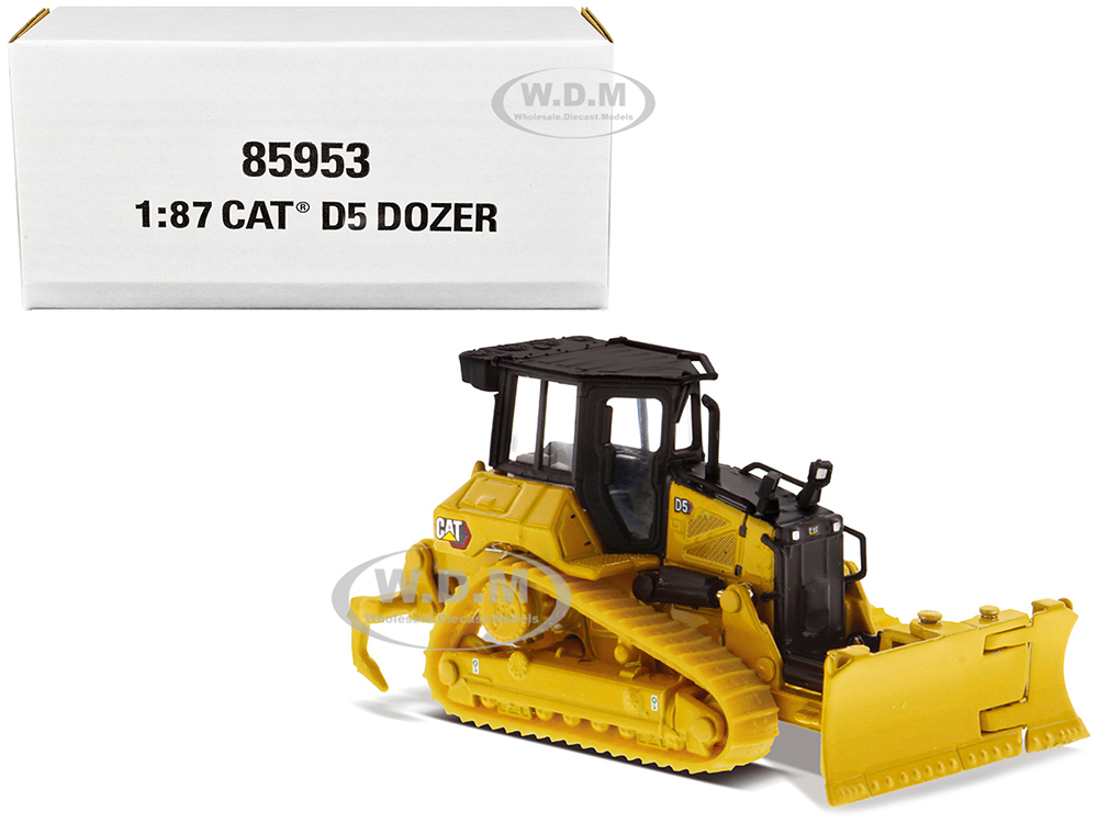 CAT Caterpillar D5 Track-Type Dozer Yellow with Fine Grading Undercarriage and Foldable Blade "High Line Series" 1/87 (HO) Scale Diecast Model by Die