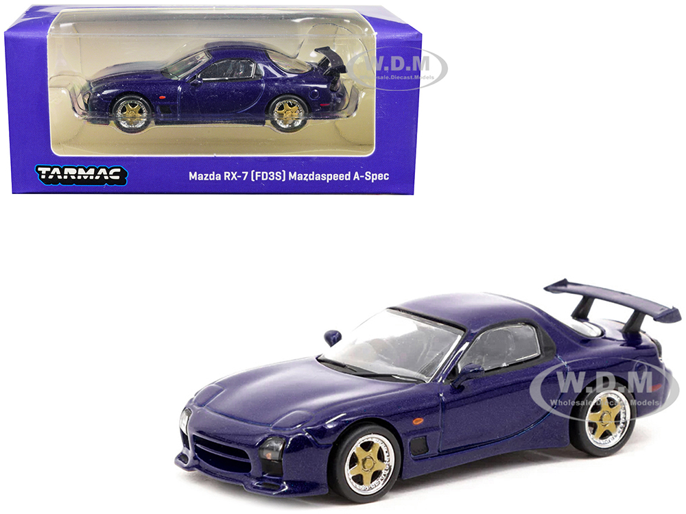 Mazda RX-7 FD3S Mazdaspeed A-Spec RHD (Right Hand Drive) Innocent Blue Mica "Global64" Series 1/64 Diecast Model Car by Tarmac Works