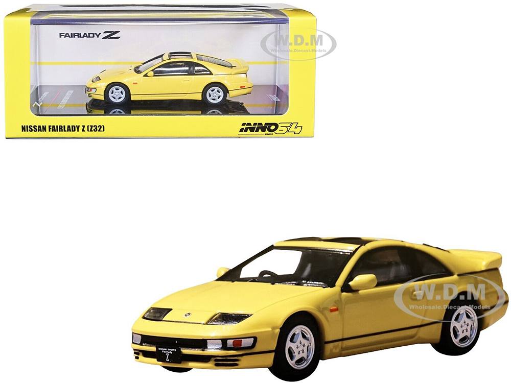Nissan Fairlady Z (Z32) RHD (Right Hand Drive) Yellow Pearlglow with Sunroof and Extra Wheels 1/64 Diecast Model Car by Inno Models