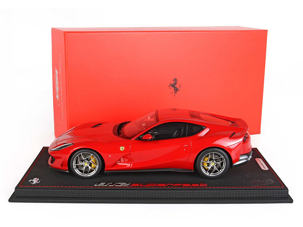 2017 Ferrari 812 Superfast Rosso Corsa Red with DISPLAY CASE Limited Edition to 212 pieces Worldwide 1/18 Model Car by BBR