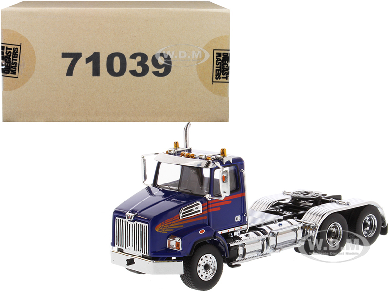 Western Star 4700 SB Tandem Day Cab Tractor Blue 1/50 Diecast Model By Diecast Masters