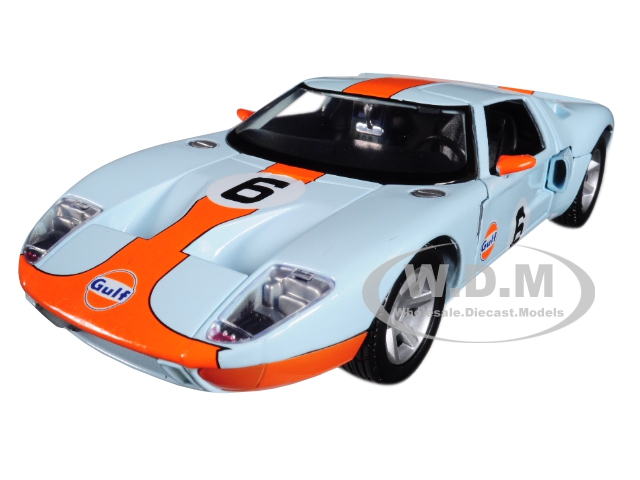Ford GT Concept 6 with "Gulf" Livery Light Blue with Orange Stripe 1/24 Diecast Model Car by Motormax