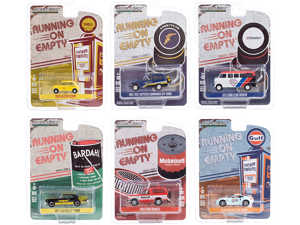 "Running on Empty" 6 piece Set Series 11 1/64 Diecast Model Cars by Greenlight