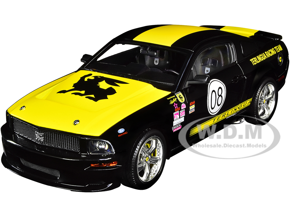 2008 Ford Shelby Mustang #08 Terlingua Black and Yellow Shelby Collectibles Legend Series 1/18 Diecast Model Car by Shelby Collectibles