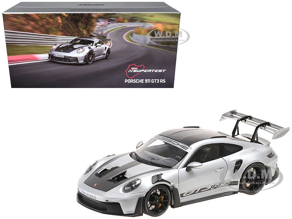 2023 Porsche 911 (992) GT3 RS Weissach Package Silver Metallic Limited Edition to 333 pieces Worldwide 1/18 Diecast Model Car by Minichamps