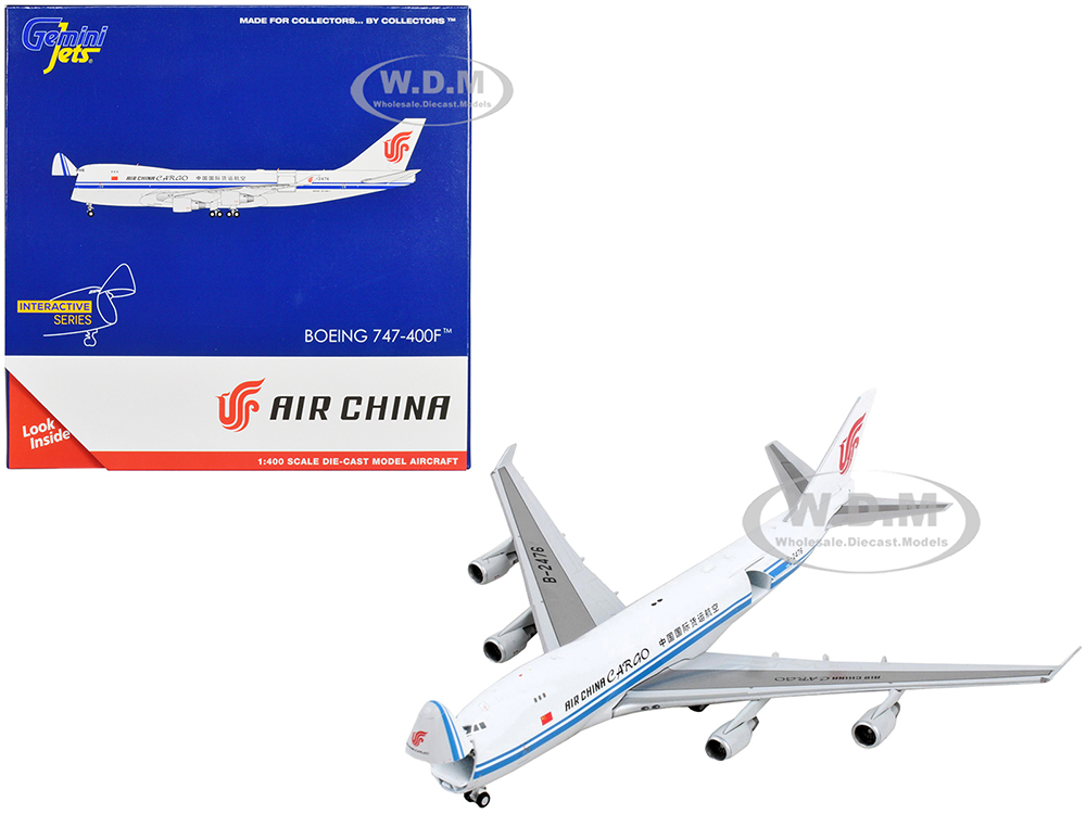 Boeing 747-400F Commercial Aircraft Air China Cargo White with Blue Stripes Interactive Series 1/400 Diecast Model Airplane by GeminiJets