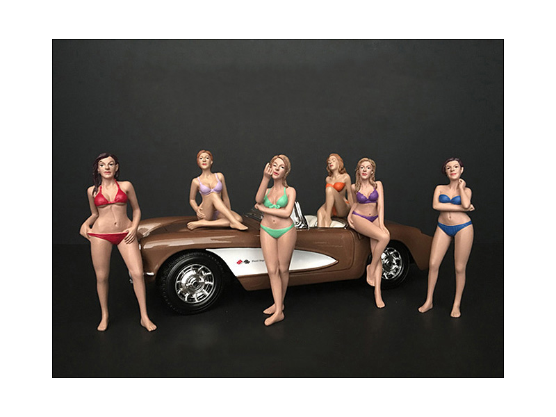 Bikini Calendar Girls Series Ii 6 Piece Figurine Set For 1/18 Scale Models By American Diorama