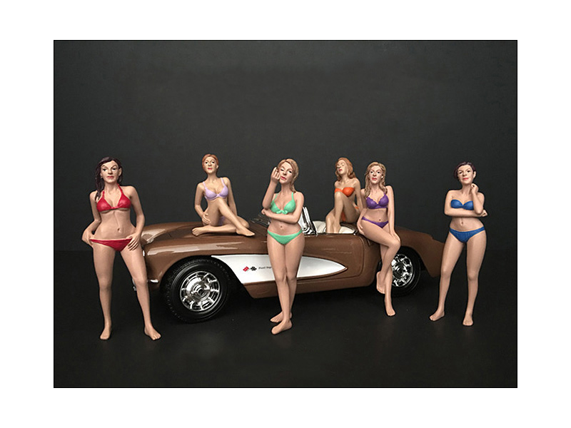 Image of Bikini Calendar Girls Series II 6 piece Figurine Set for 1/18 Scale Models by American Diorama