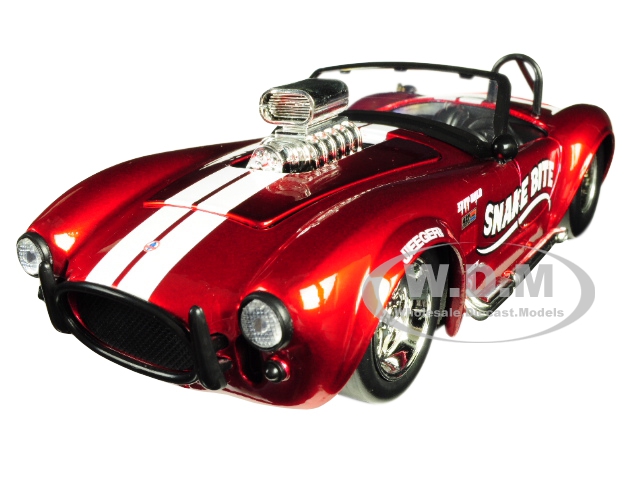 1965 Shelby Cobra 427 S/c Candy Red With White Stripes "snake Bite" "bigtime Muscle" Series 1/24 Diecast Model Car By Jada