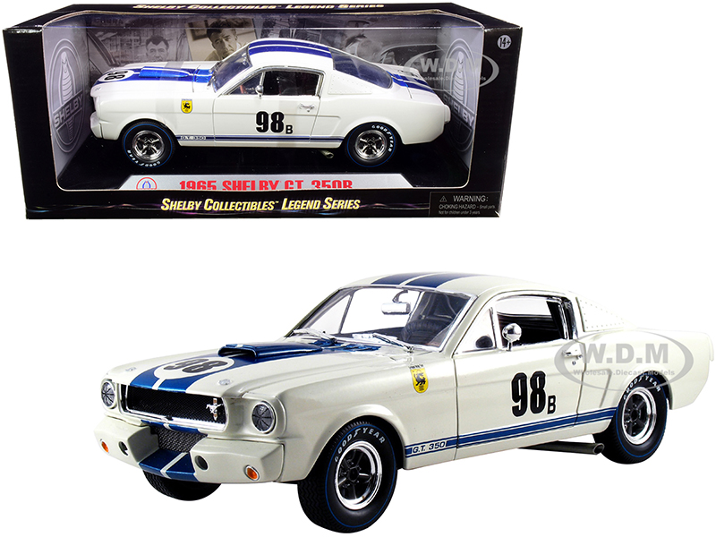 1965 Ford Mustang Shelby GT350R 98B "Terlingua Racing Team" White with Blue Stripes 1/18 Diecast Model Car by Shelby Collectibles