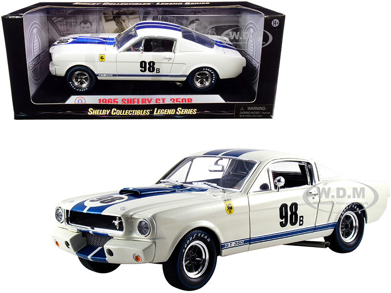 Image of 1965 Ford Mustang Shelby GT350R 98B "Terlingua Racing Team" White with Blue Stripes 1/18 Diecast Model Car by Shelby Collectibles
