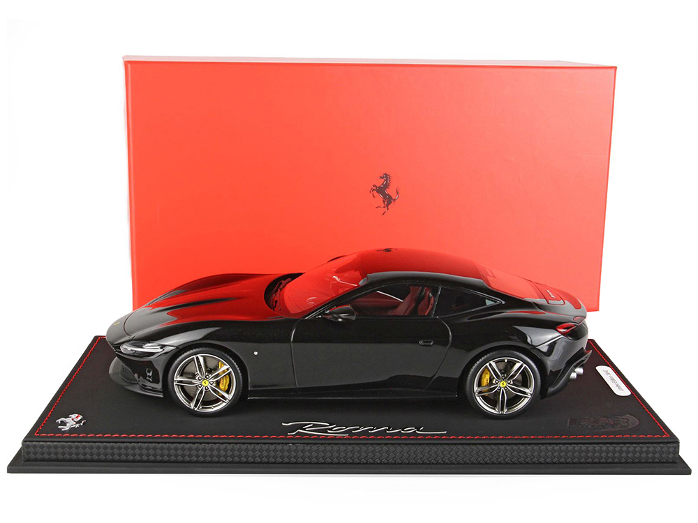 Ferrari Roma Black Daytona with DISPLAY CASE Limited Edition to 42 pieces Worldwide 1/18 Model Car by BBR
