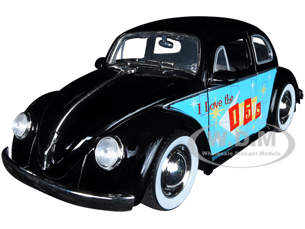 1959 Volkswagen Beetle Black with Graphics "I Love the 50s" Series 1/24 Diecast Model Car by Jada