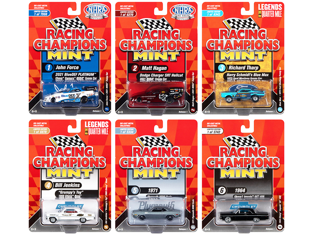 "Racing Champions Mint 2022" Set of 6 Cars Release 2 1/64 Diecast Model Cars by Racing Champions