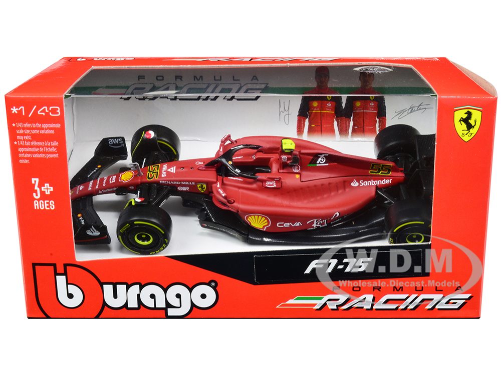 Ferrari F1-75 #55 Carlos Sainz Ferrari Racing Formula One F1 World Championship (2022) Formula Racing Series 1/43 Diecast Model Car by Bburago