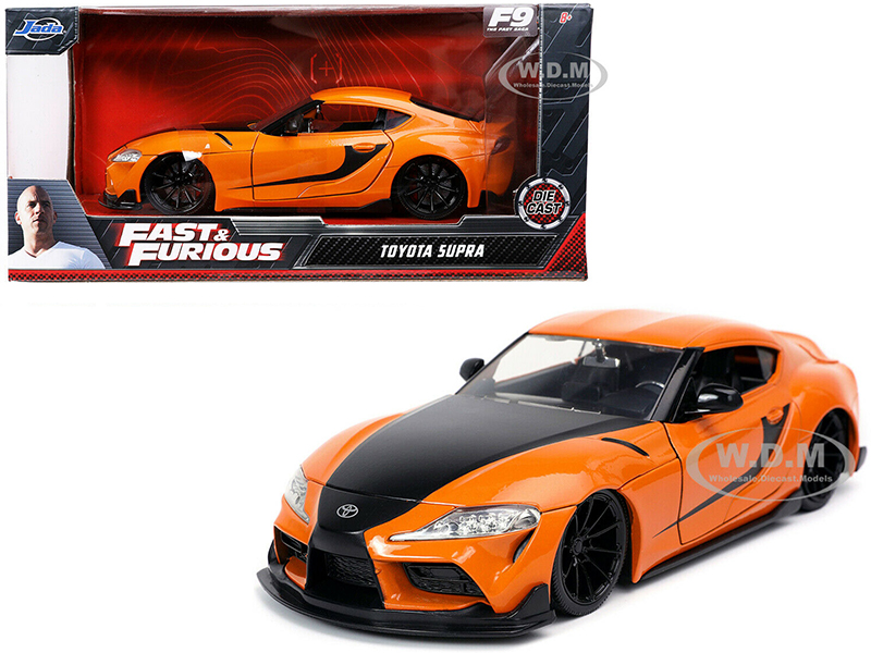 Toyota Supra Orange with Black Stripes Fast & Furious 9 F9 (2021) Movie 1/24 Diecast Model Car by Jada