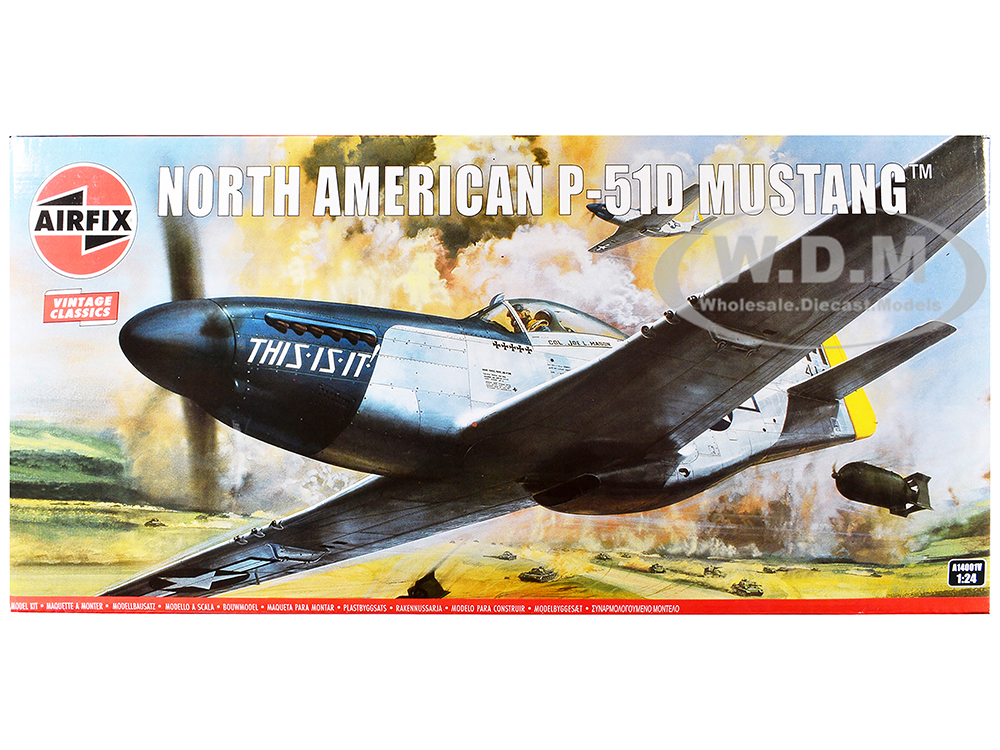 Level 4 Model Kit North American P-51D Mustang Aircraft with 2 Scheme Options 1/24 Plastic Model Kit by Airfix