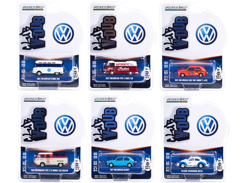 "Club Vee V-Dub" Set of 6 pieces Series 12 1/64 Diecast Model Cars by Greenlight