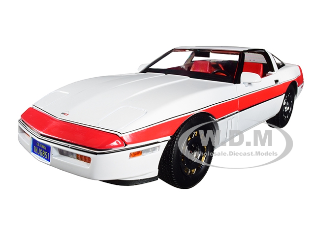 1984 Chevrolet Corvette C4 Convertible White with Red Stripe The A-Team (1983-1987) TV Series 1/18 Diecast Model Car by Greenlight