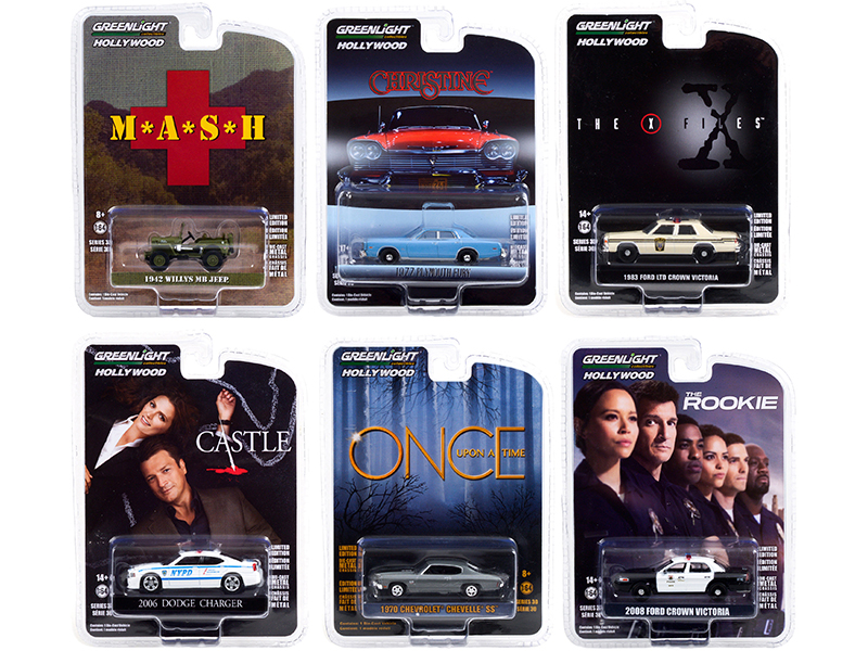 "Hollywood Series" Set of 6 pieces Release 30 1/64 Diecast Model Cars by Greenlight