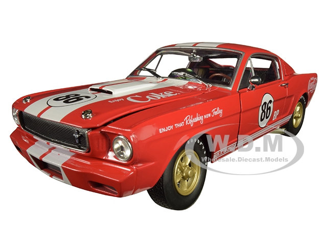 Image of 1965 Ford Mustang Shelby G.T. 350R 86 "Coca-Cola" Coke Red Limited Edition to 9600 pieces Worldwide 1/24 Diecast Model Car by M2 Machines