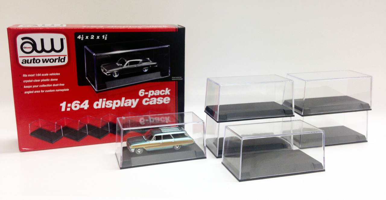 6 Collectible Display Show Cases For 1/64 Scale Model Cars By Autoworld