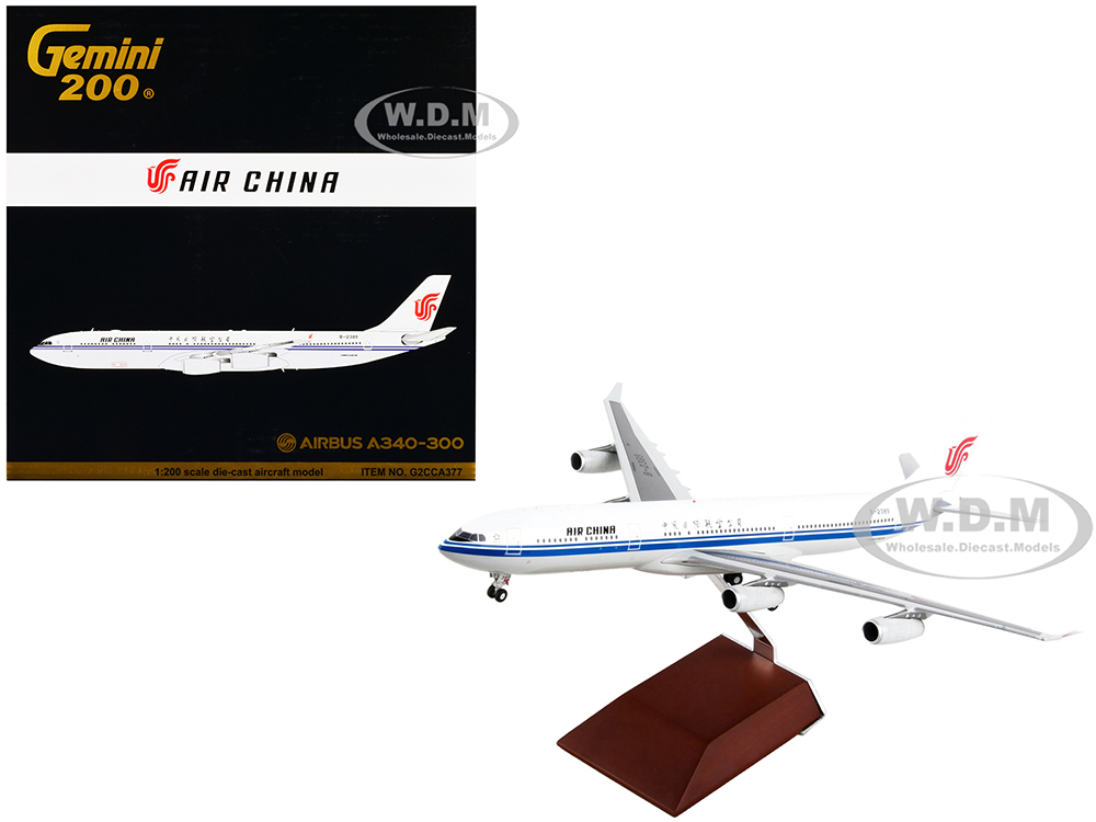 Airbus A340-300 Commercial Aircraft Air China White with Blue Stripes Gemini 200 Series 1/200 Diecast Model Airplane by GeminiJets
