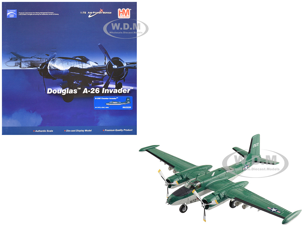 Douglas B-26K (A-26) Counter Invader Bomber Aircraft 64-17672 Prototype (1960s) United States Air Force Air Power Series 1/72 Diecast Model by Hobby Master
