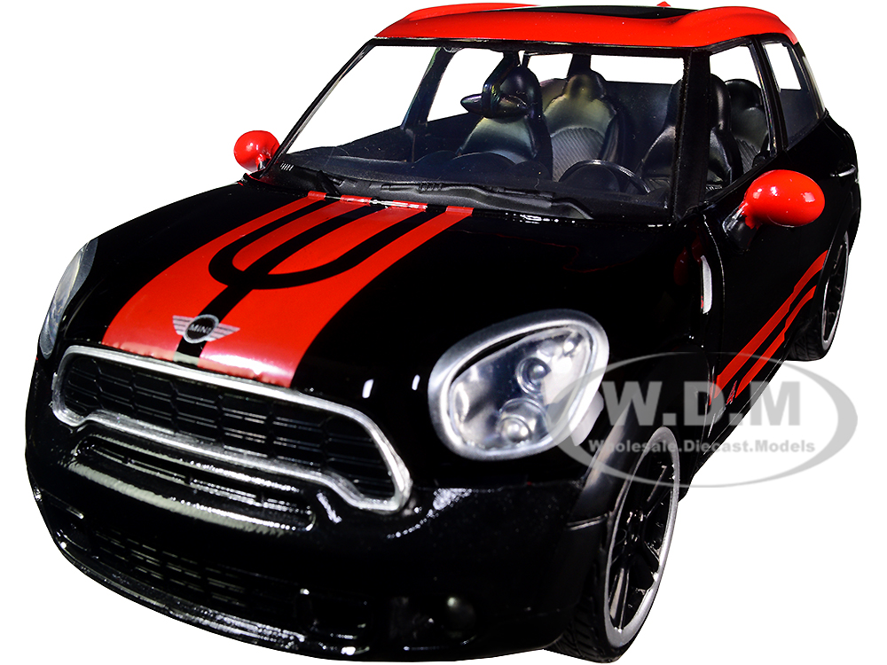 Mini Cooper S Countryman with Travel Trailer Black and Red "City Classics" Series 1/24 Diecast Model Car by Motormax