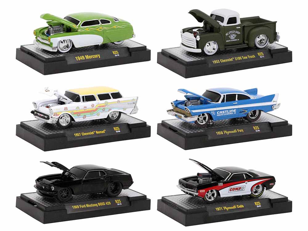 "Ground Pounders" 6 Cars Set Release 25 IN DISPLAY CASES Limited Edition 1/64 Diecast Model Cars by M2 Machines