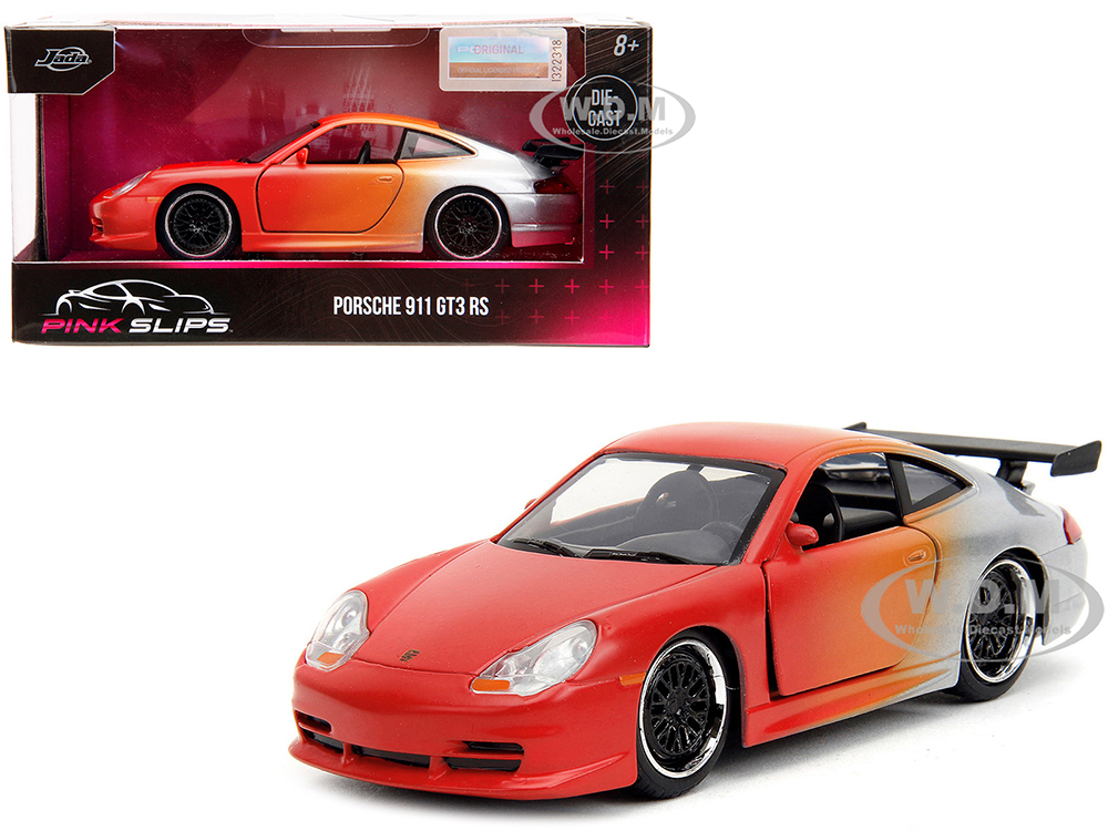 Porsche 911 GT3 RS Matt Orange and Silver Metallic "Pink Slips" Series 1/32 Diecast Model Car by Jada