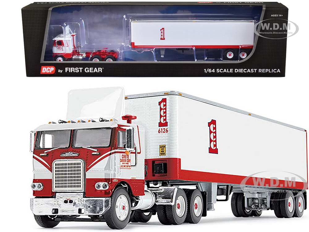 Freightliner COE with Vintage Air Foil with 40 Vintage Dry Goods Trailer White and Red "Crete Carrier" 1/64 Diecast Model by DCP/First Gear