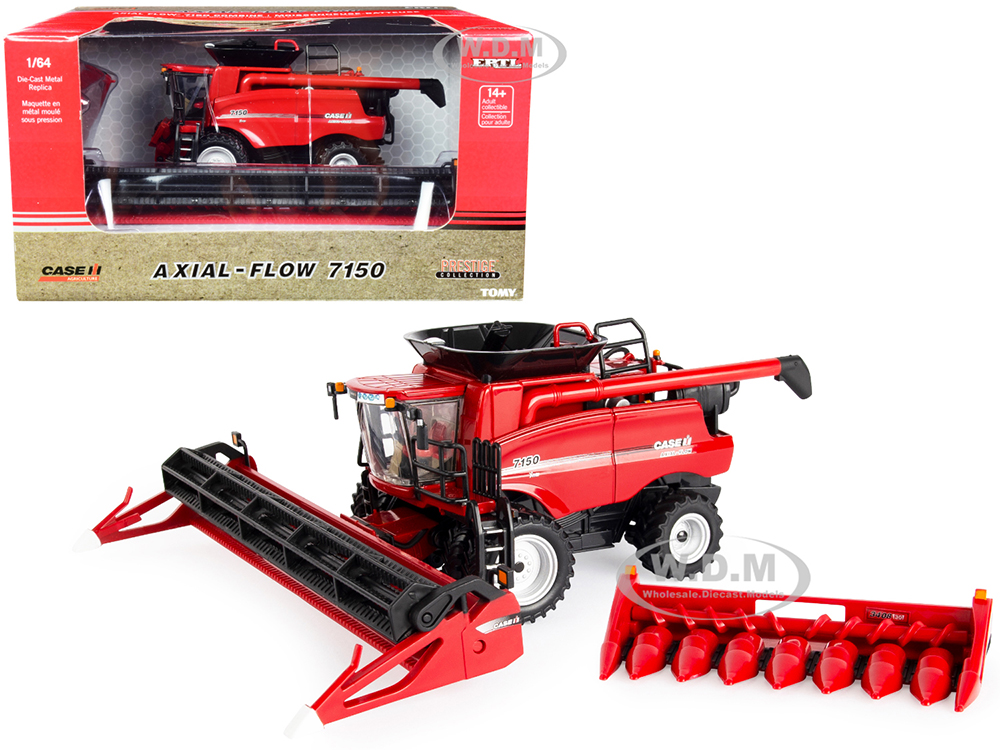 Case IH Axial-Flow 7150 Combine Red with Grain and Corn Heads "Prestige Collection" Series 1/64 Diecast Model by ERTL TOMY